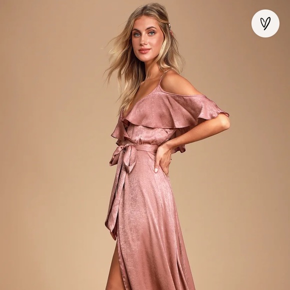 Lulu’s Moriah Rose Satin Wrap Maxi Dress - Picture 7 of 8
